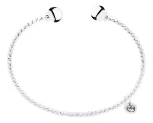 Genuine Sterling Silver Cape Cod Twist Cuff Bracelet with Polished Sterling Silver End Beads
