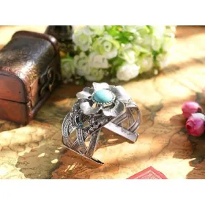 Genuine Turquoise Silver Daisy Bracelet