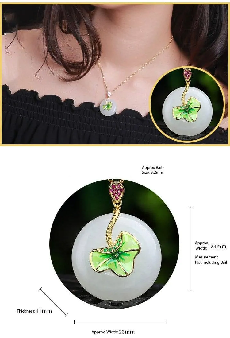 Genuine White Nephrite Jade Necklace with Gold Plated Sterling Silver and Pink & Green CZ