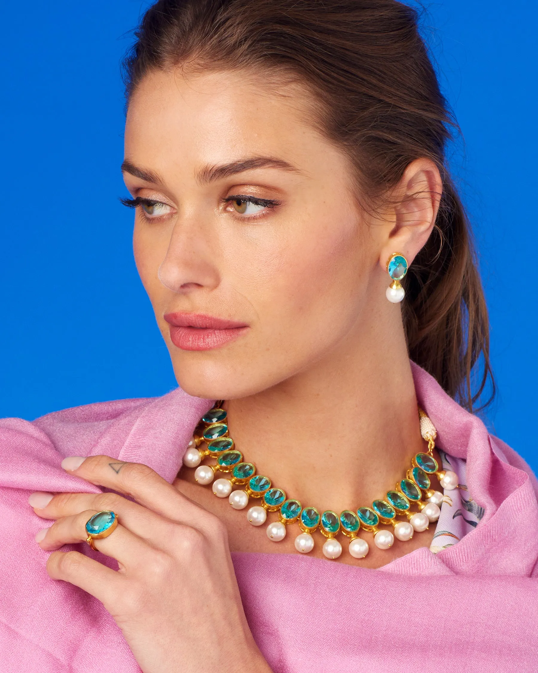 Gia Earrings in Aquamarine Crystal