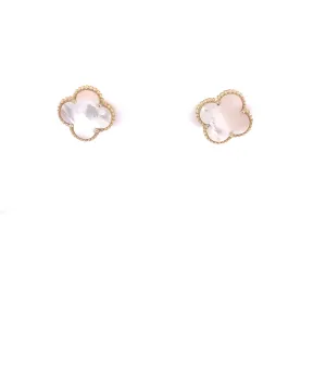 Gold over Sterling Silver Mother of Pearl Clover Stud Earrings