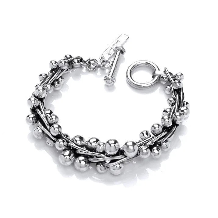 Graduated Super Heavy Silver Peppercorn Bracelet