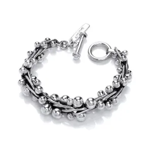 Graduated Super Heavy Silver Peppercorn Bracelet