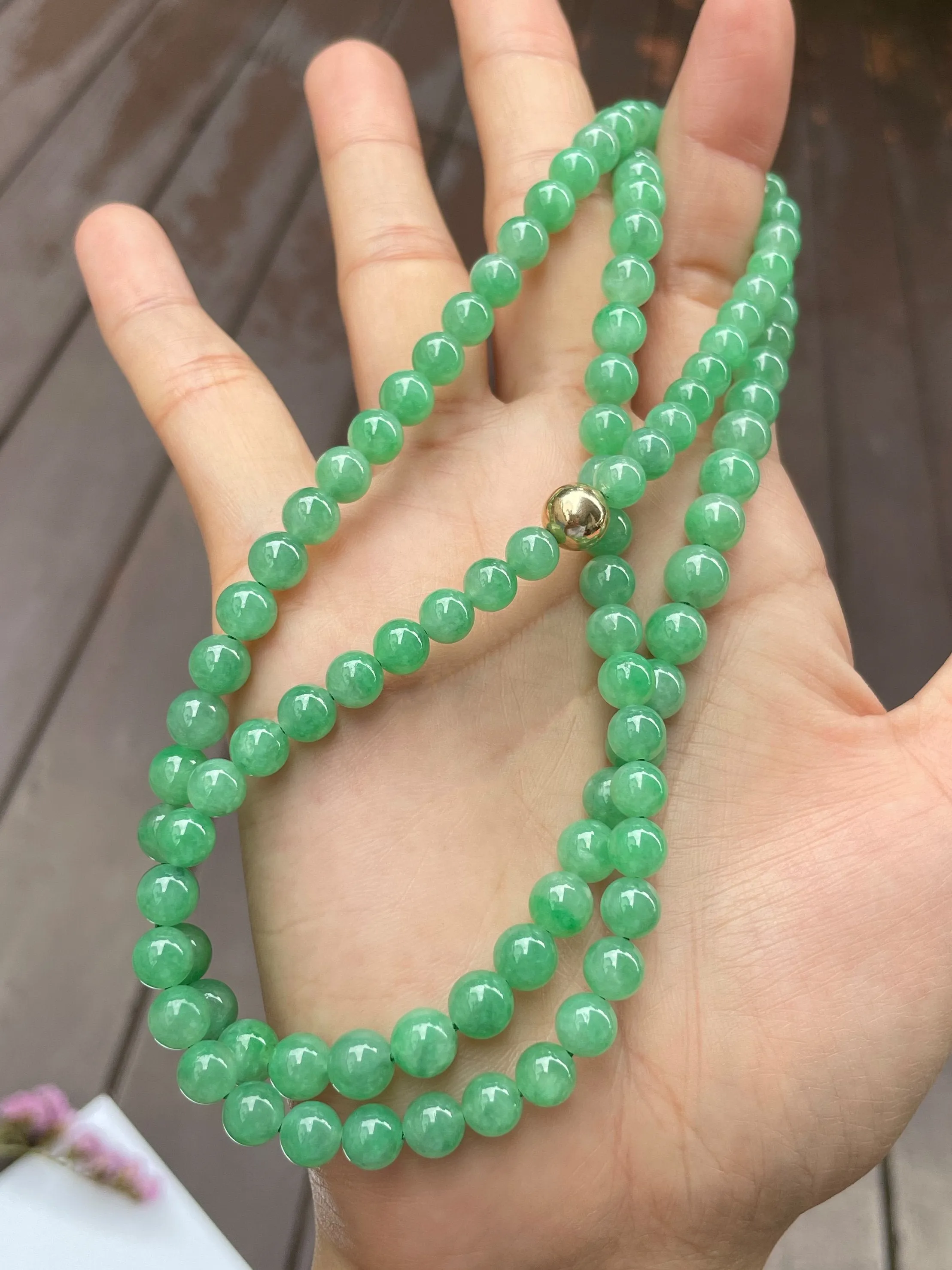 Green Jade Beads Necklace (NJN006)