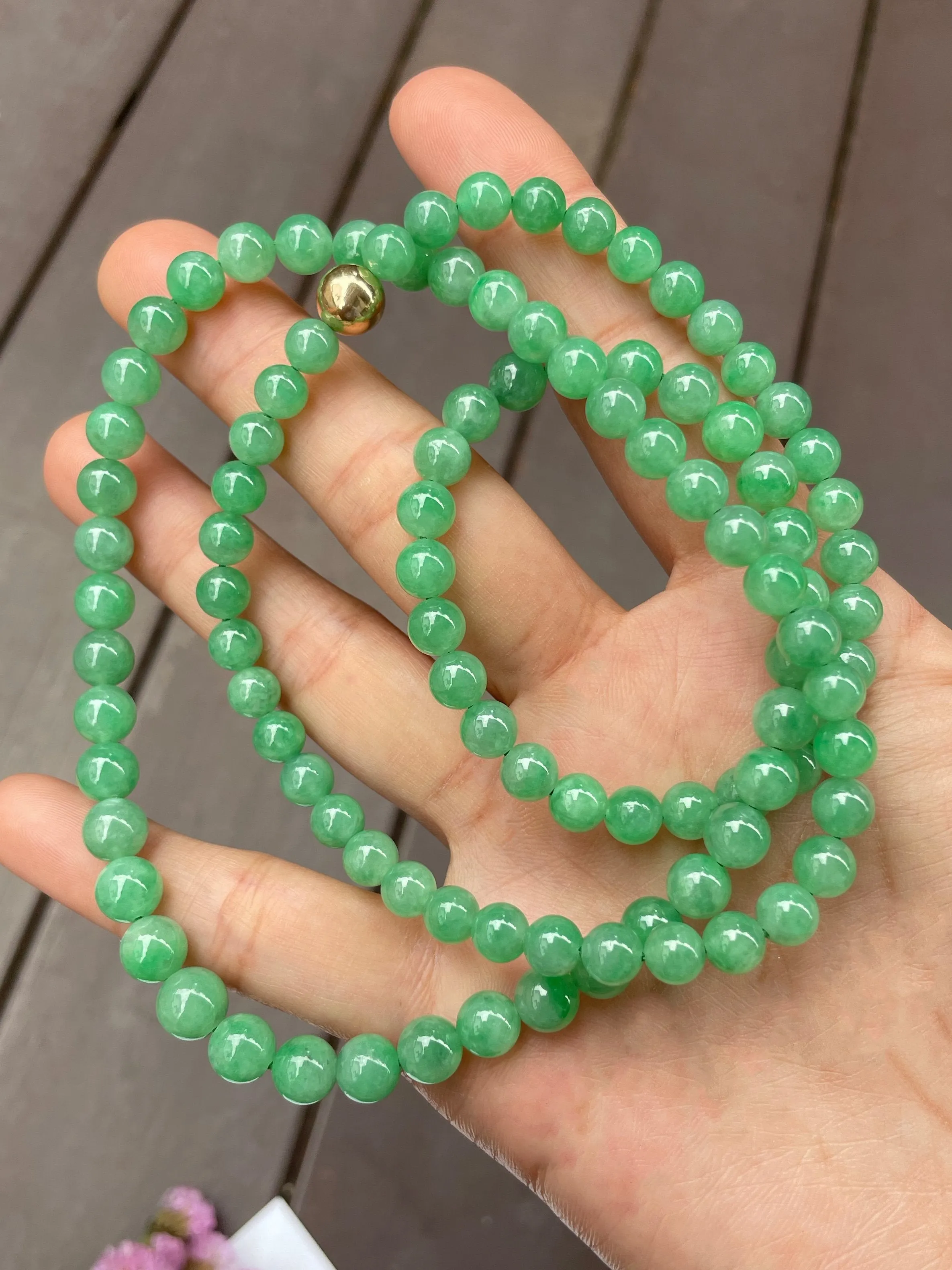 Green Jade Beads Necklace (NJN006)