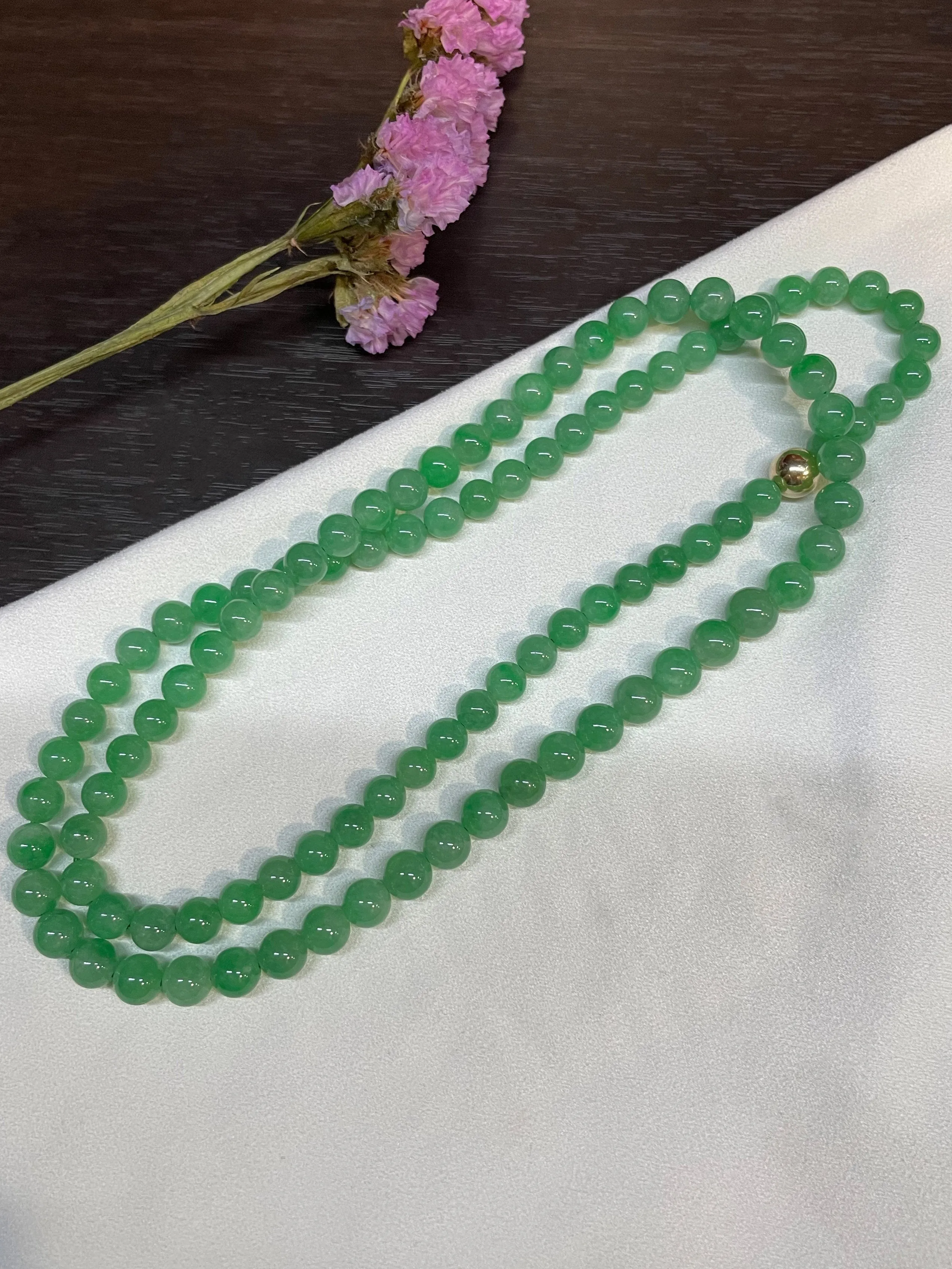 Green Jade Beads Necklace (NJN006)
