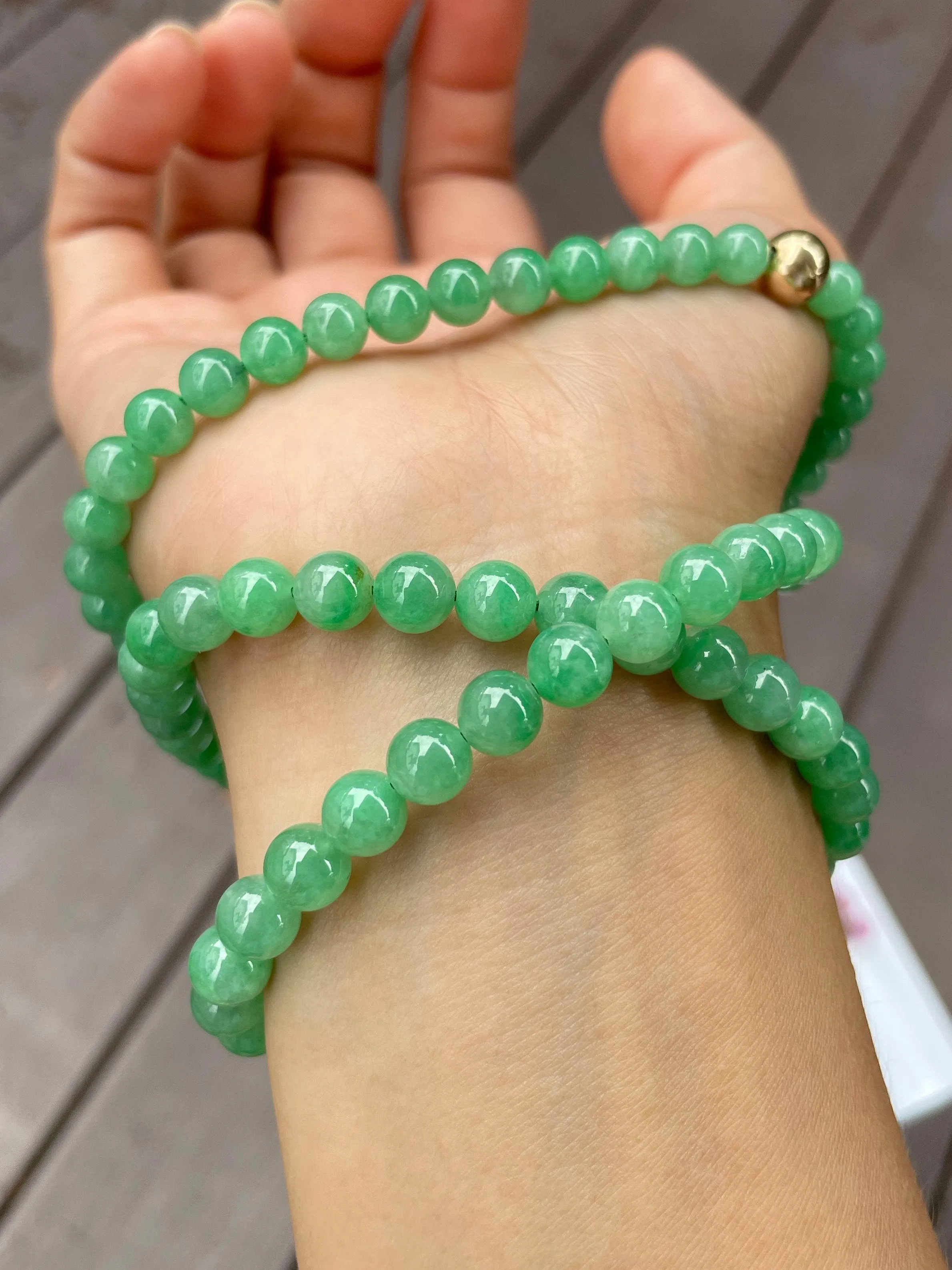 Green Jade Beads Necklace (NJN006)