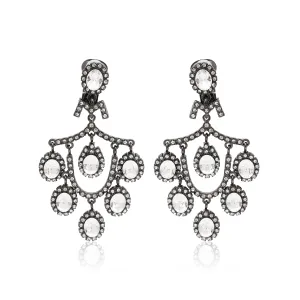 Gunmetal & Crystal Chandelier Earrings