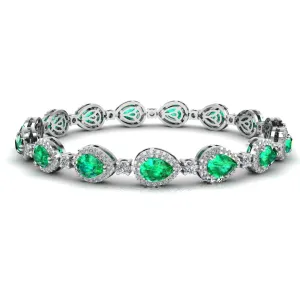 Halo Pear Shape 9 Carat Emerald and Diamond Halo Bracelet BRHAPSE