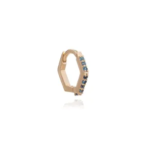 Hexagon Huggie Hoop Earring with Blue Topaz - Gold - PCEH12TZYG