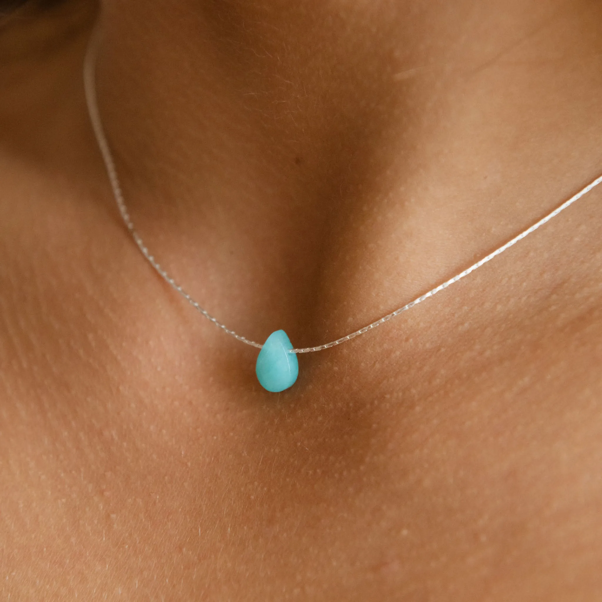 IMPERFECT Samudra Aquamarine Teardrop Stone Necklace