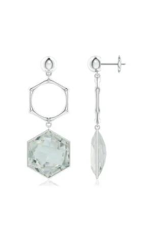Indochine Midnight Silver & White Topaz Stone  Bamboo Earrings