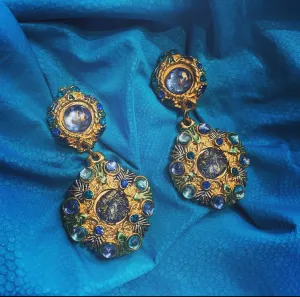 Jacky De G Pairs blue chandelier earrings