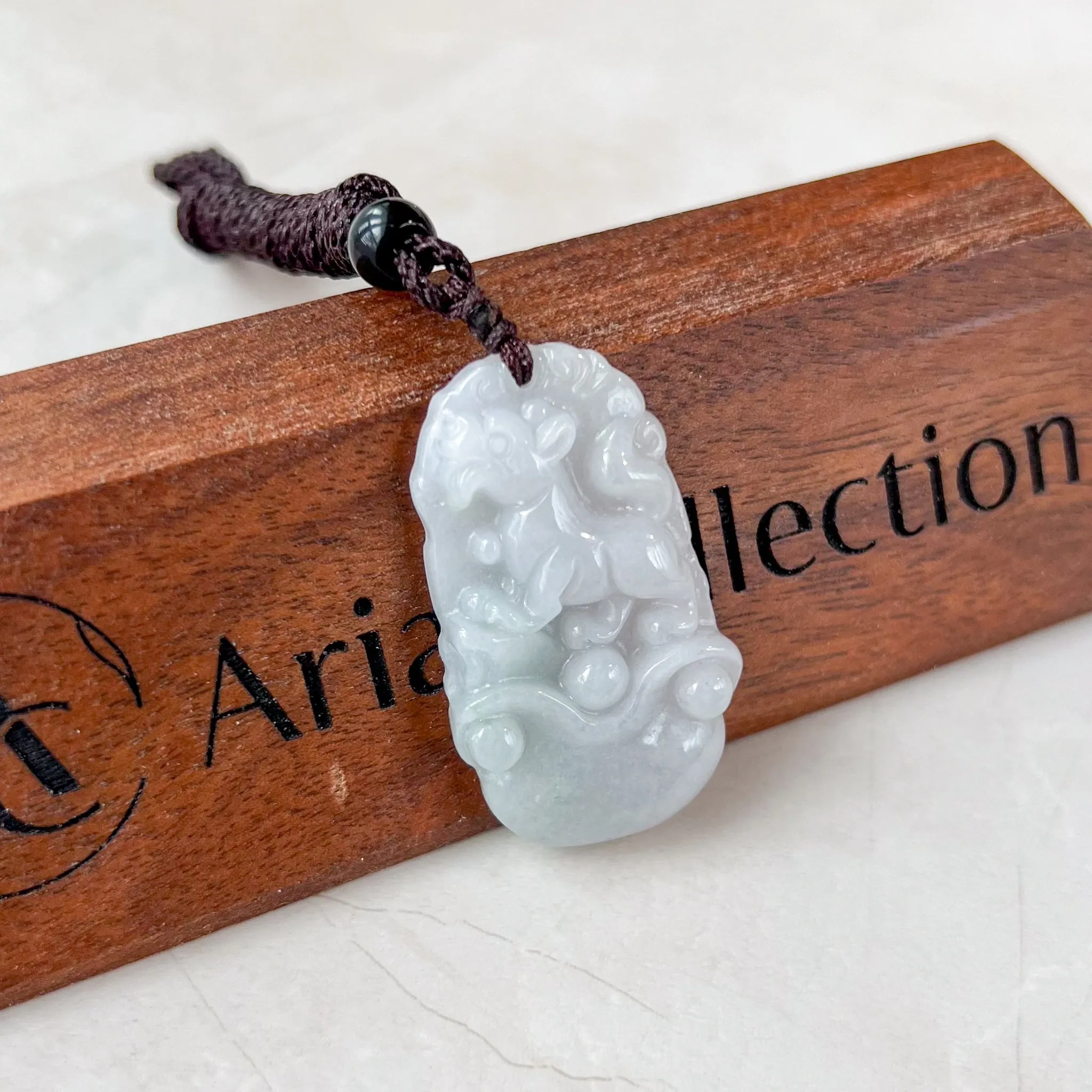 Jadeite Jade Dog Chinese Zodiac Carved Pendant Necklace, YJ-0321-0462573-7