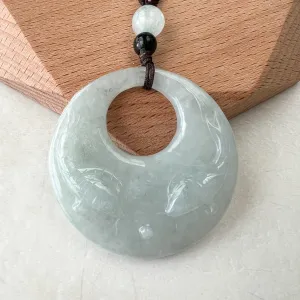Jadeite Jade Twin Fish, Pisces Zodiac Horoscope Necklace, Hand Carved Pendant Necklace, YJ-1221-0315209-3