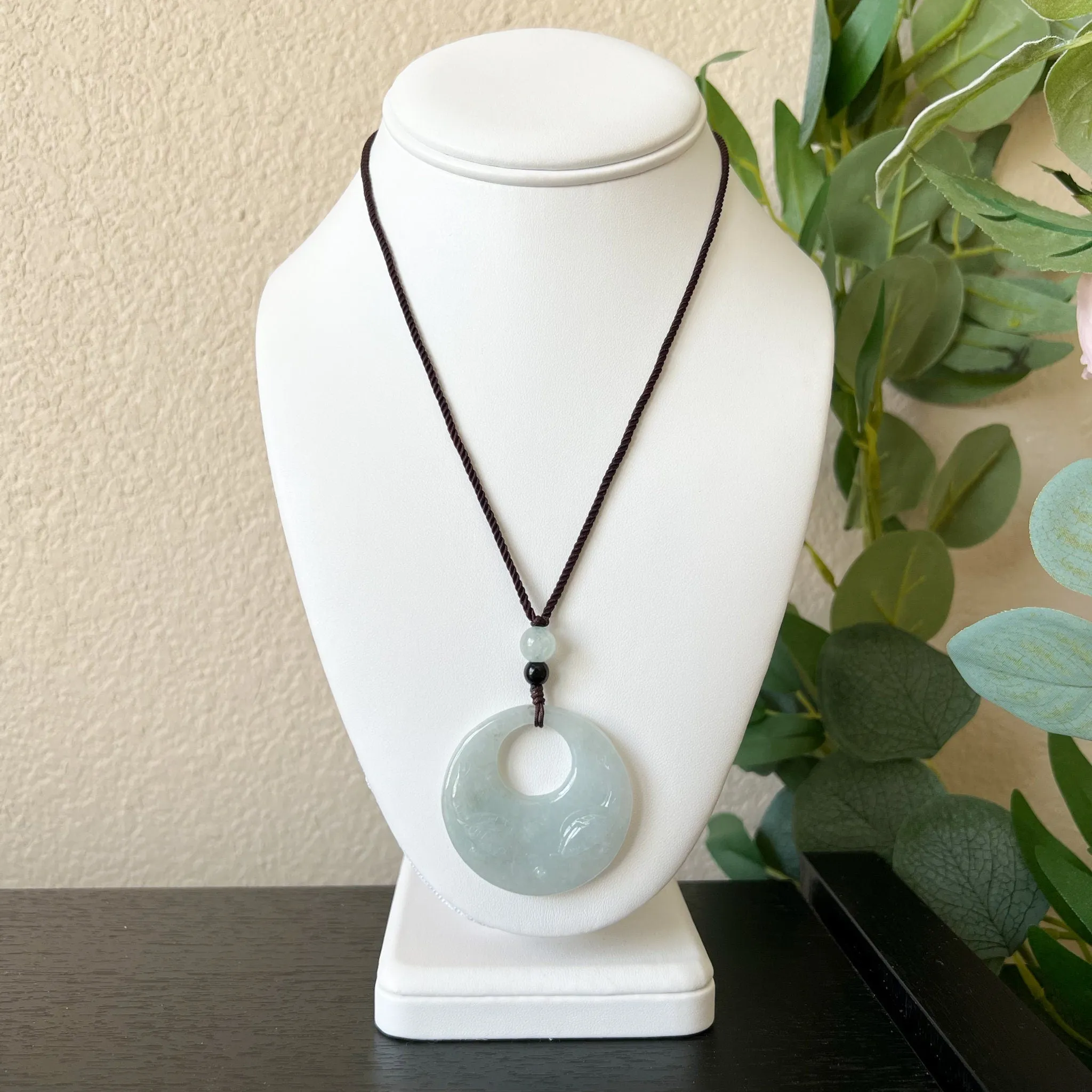 Jadeite Jade Twin Fish, Pisces Zodiac Horoscope Necklace, Hand Carved Pendant Necklace, YJ-1221-0315209-3