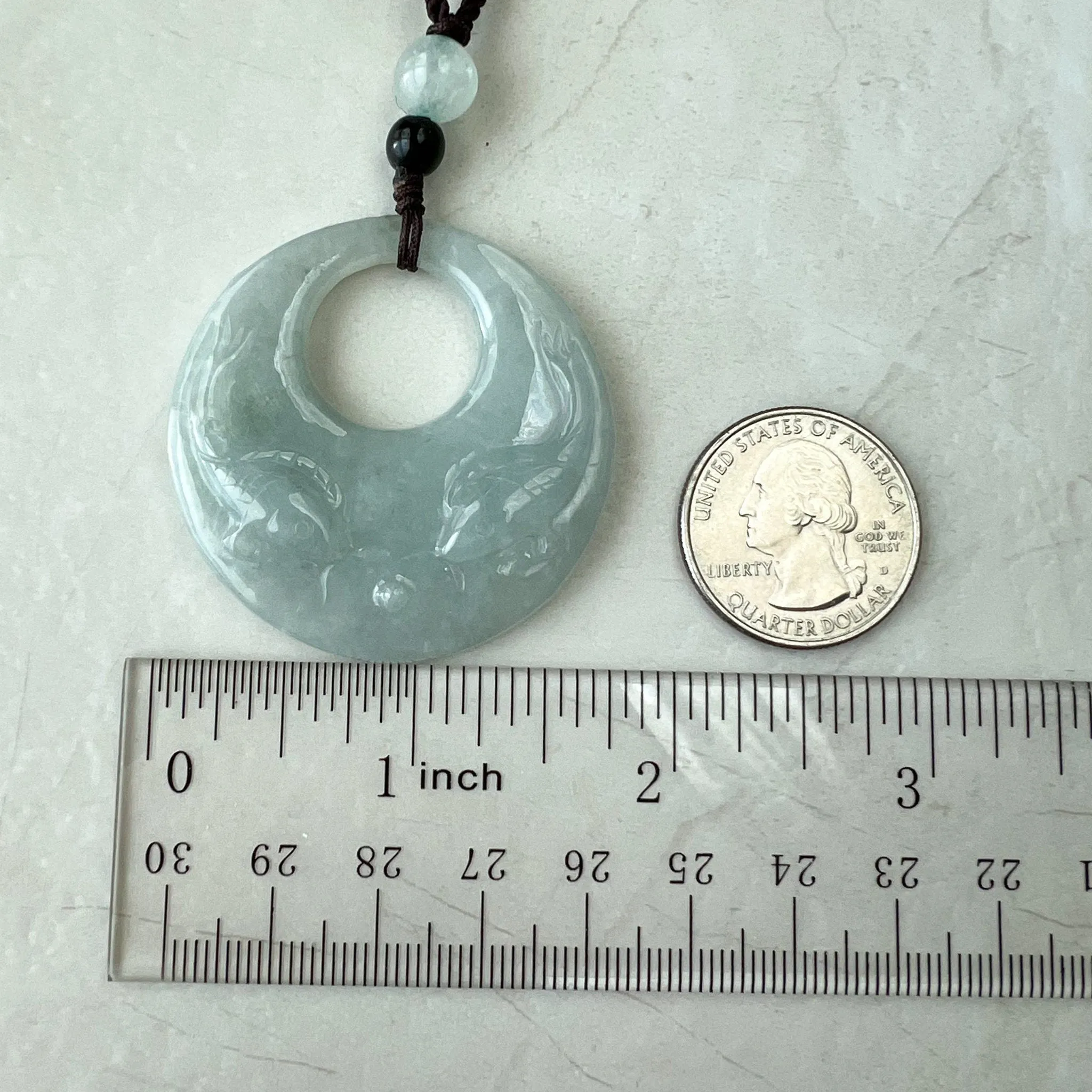 Jadeite Jade Twin Fish, Pisces Zodiac Horoscope Necklace, Hand Carved Pendant Necklace, YJ-1221-0315209-3
