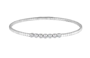 Kelly Waters Platinum Finish Bezel CZ Flex Cuff Bracelet (SI6015)