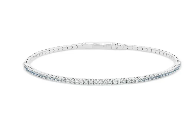 Kelly Waters Platinum Finish CZ Thin Tennis Flex Cuff Bracelet (SI6007)