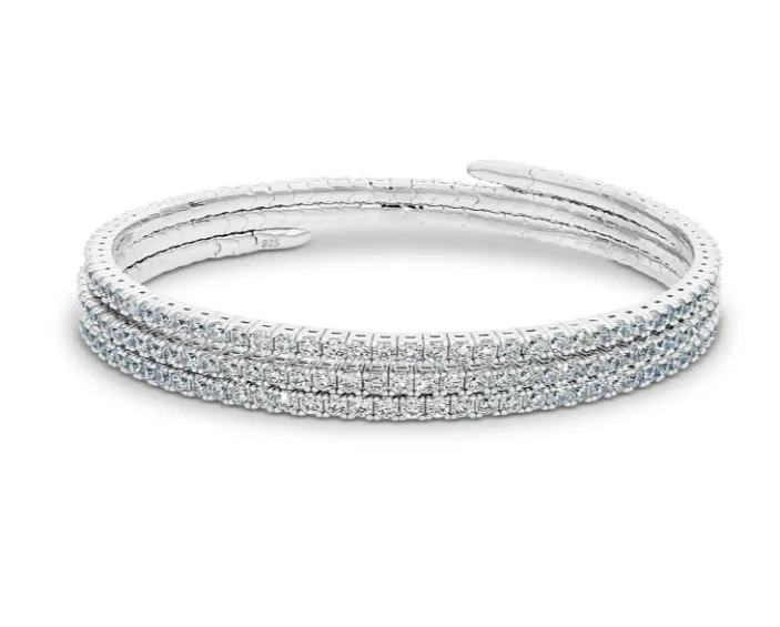 Kelly Waters Platinum Finish CZ Triple Strand Wraparound Bracelet (SI6020)