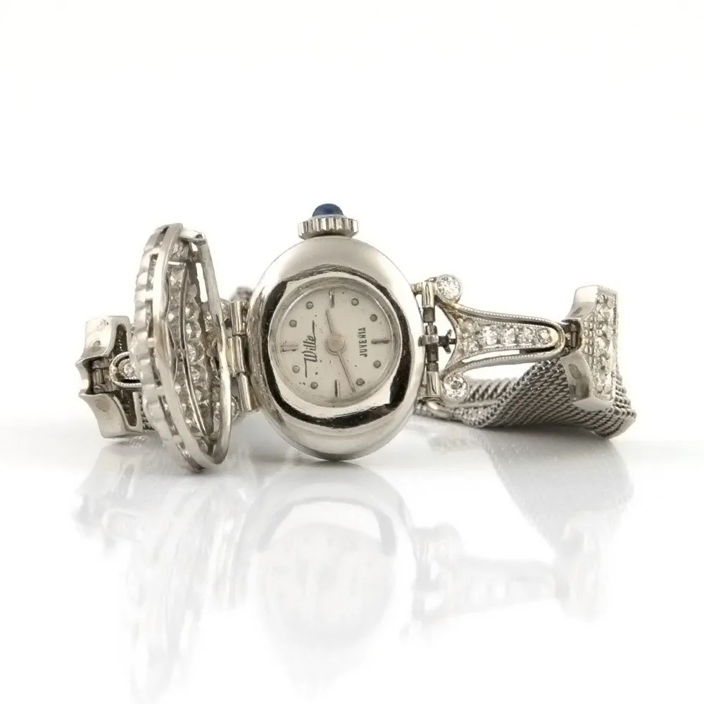 Ladies Art Deco Diamond Watch with Woven Mesh Bracelet