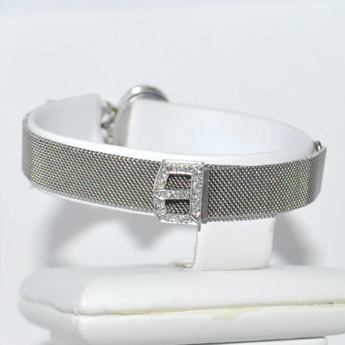 Ladies Art Deco Diamond Watch with Woven Mesh Bracelet