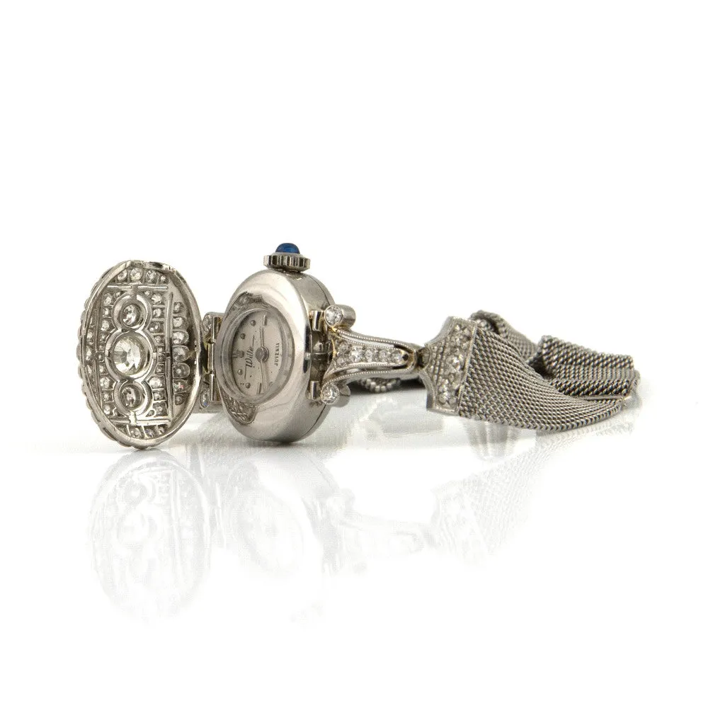 Ladies Art Deco Diamond Watch with Woven Mesh Bracelet