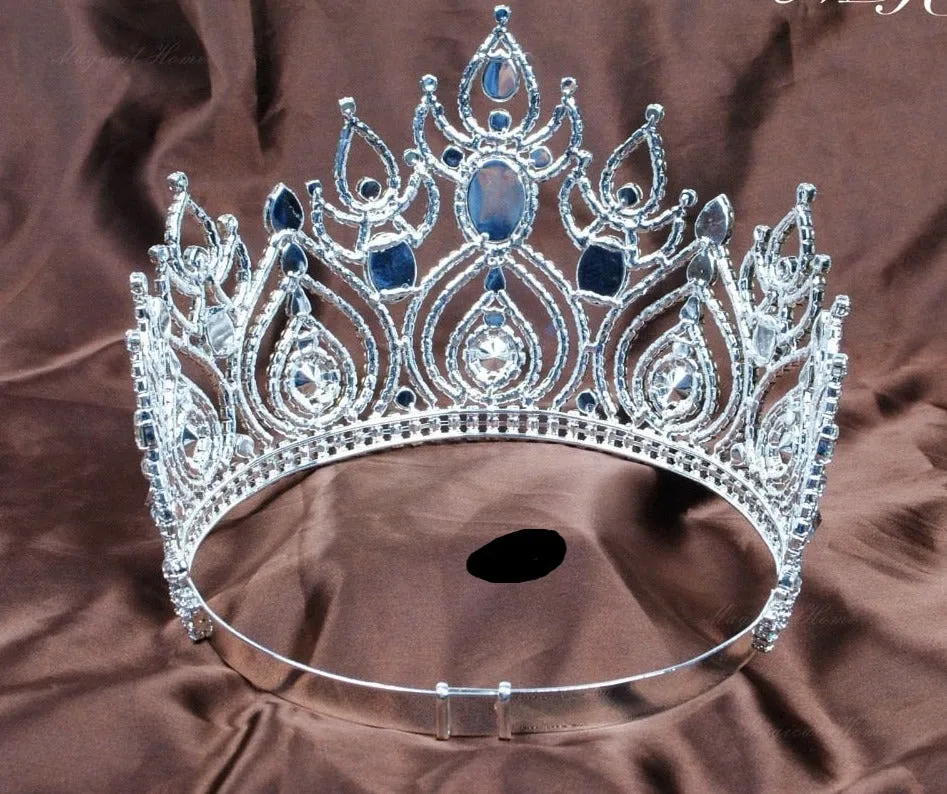 Magnificent Tiara Diadem Large Crown Clear Crystal Austrian Rhinestone Wedding Pageant Hair Accessory
