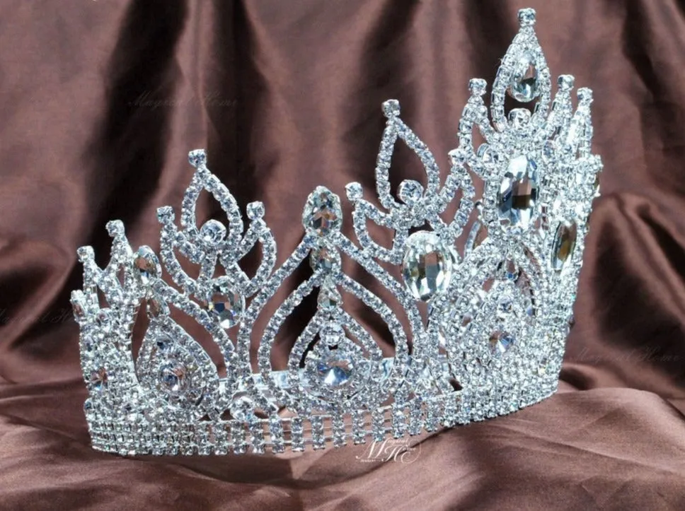 Magnificent Tiara Diadem Large Crown Clear Crystal Austrian Rhinestone Wedding Pageant Hair Accessory