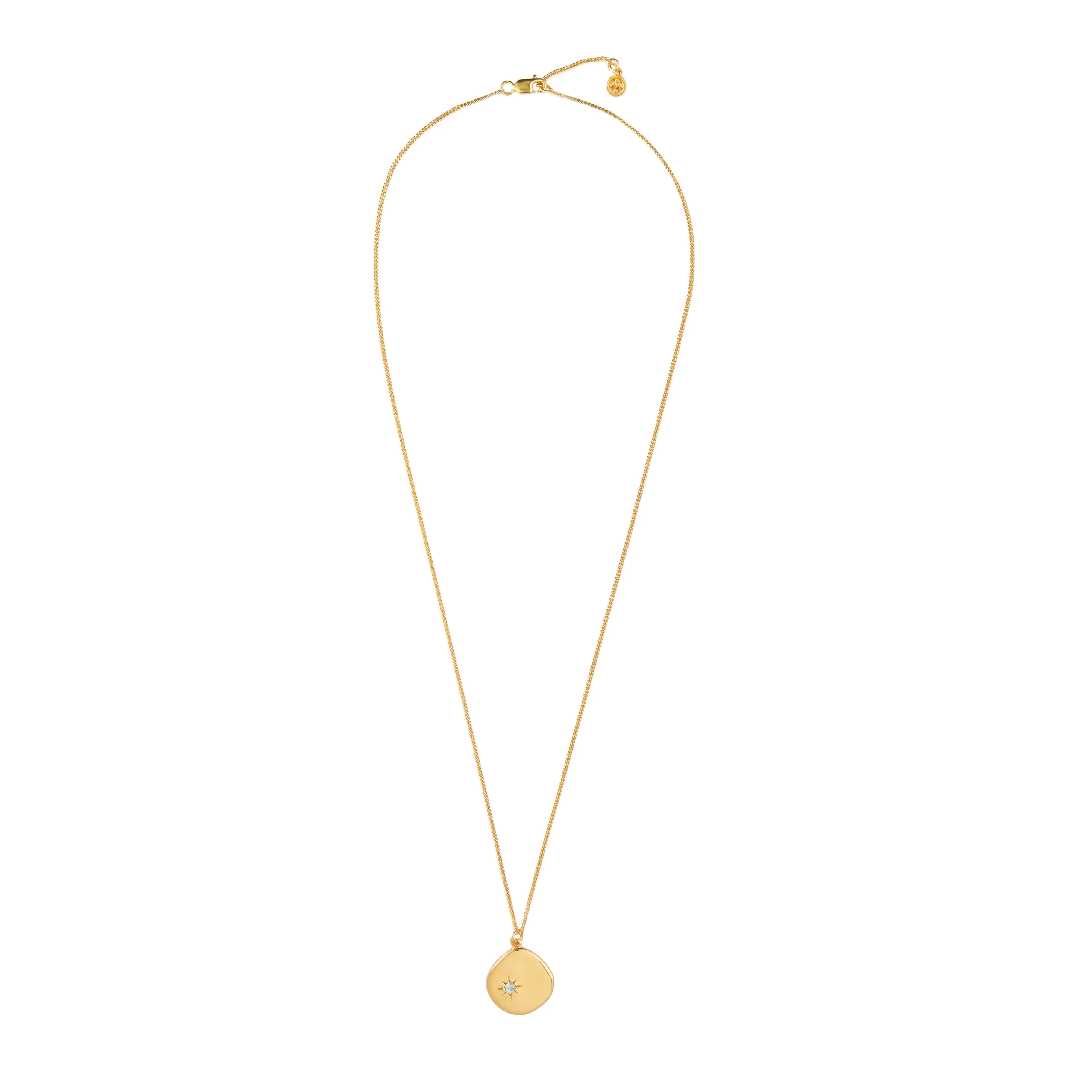 March Birthstone Necklace - 18 karat gold vermeil on sterling silver, Aquamarine