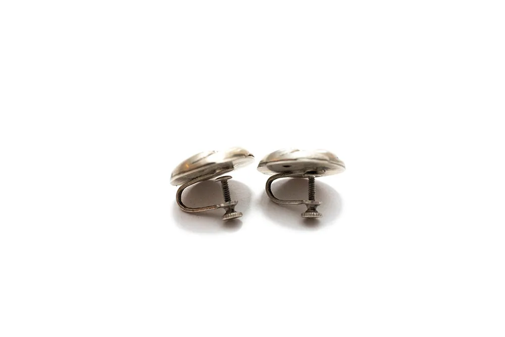 McCLELLAND BARCLAY Sterling Silver Round Flower Earrings, screwback