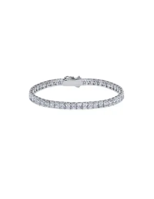 Mens Square Cut Tennis Bracelet Finished in Pure Platinum