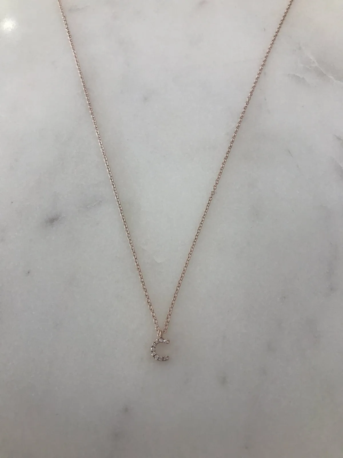 Mini Diamond Initial "C" Necklace - BJ1N5756