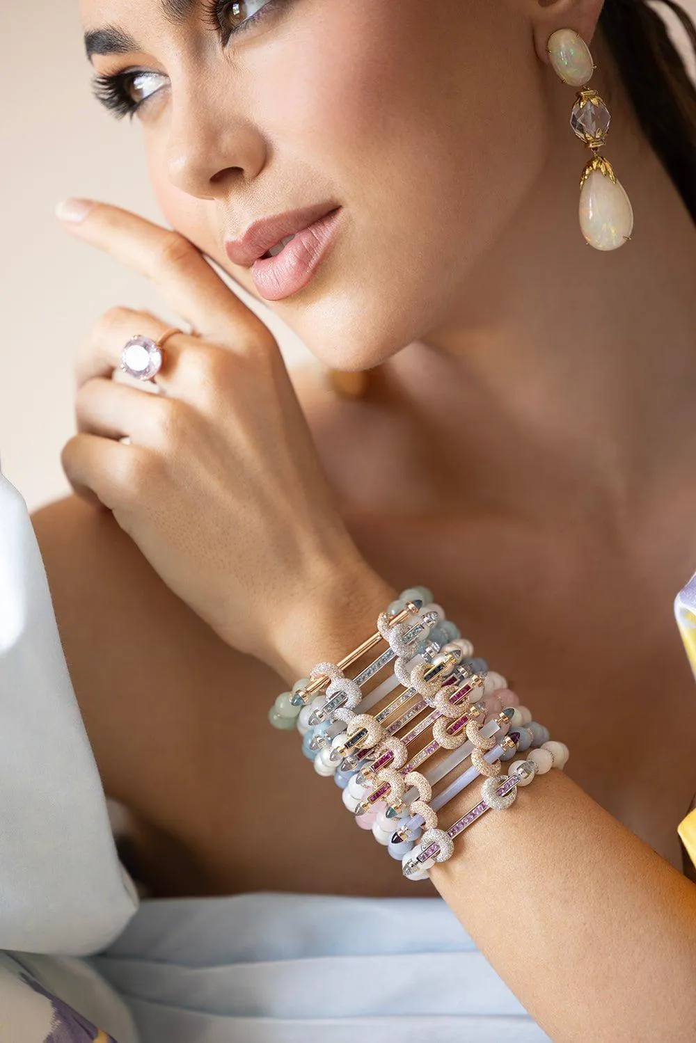 Moonstone Pink Sapphire Bracelet