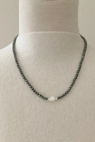 Natalie Hematite and Pearl Necklace | Pearlygirls' Symphony of Sparkle & Elegance | By Pearly Girls