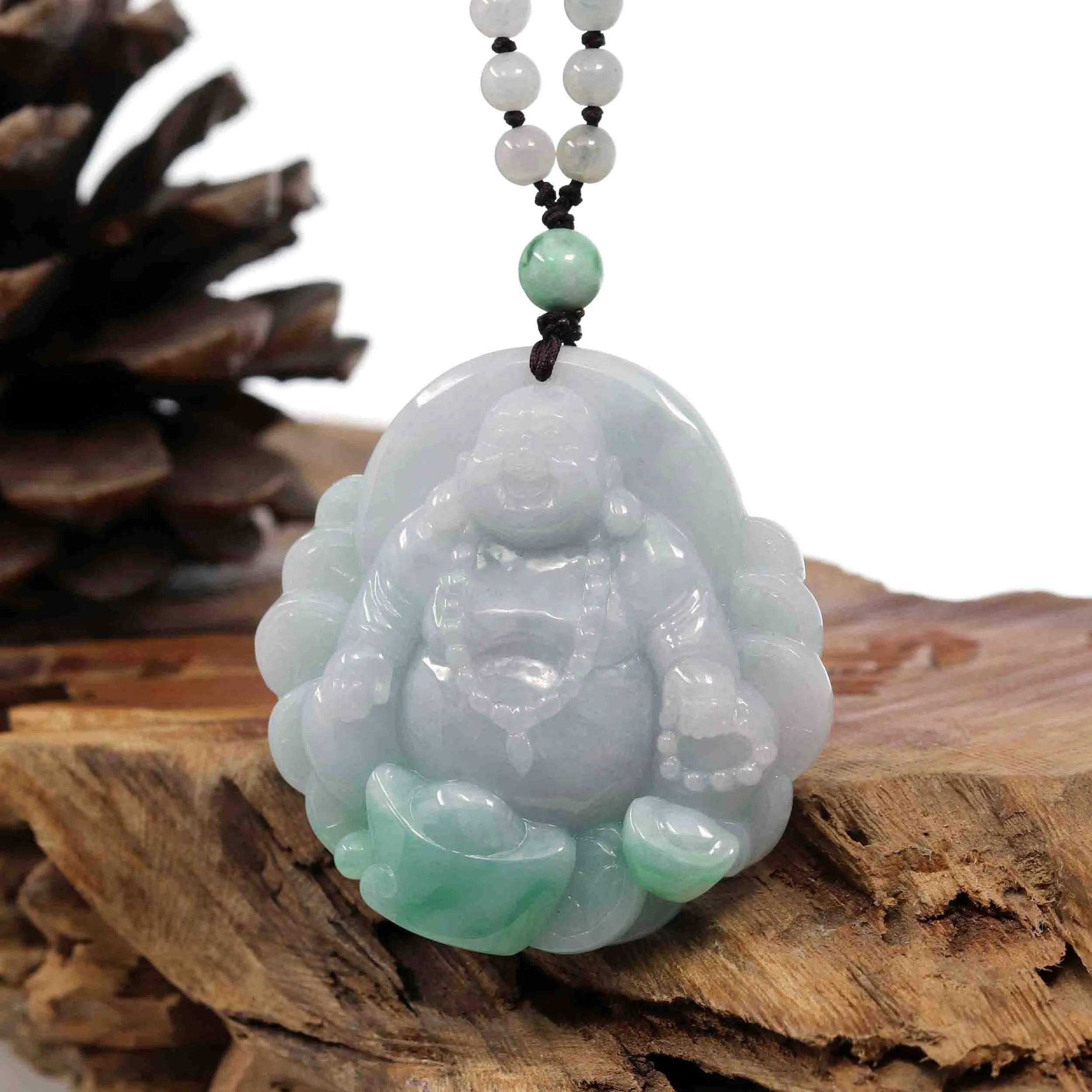Natural Burmese Jadeite Jade Happy Buddha