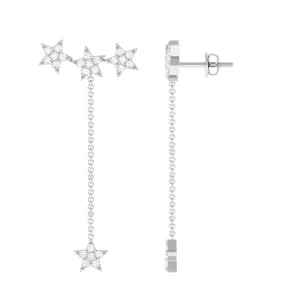 Natural Diamond Star Dangle Earrings
