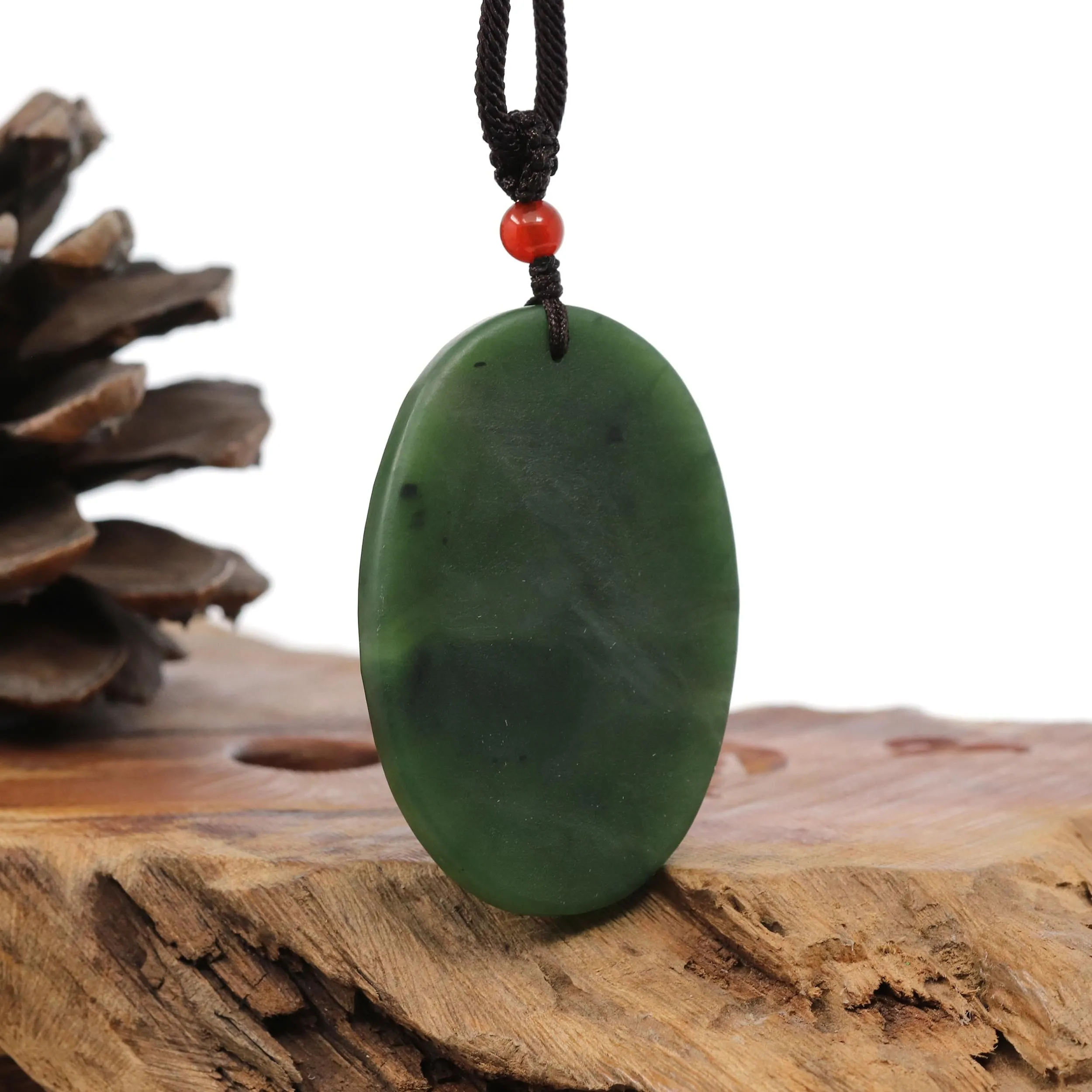 Natural Jade 12 Zodiac: Nephrite Jade Ox Pendant Necklace in Deep Green