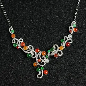 Natural Jade Necklace Jadeite Silver Necklace NE01
