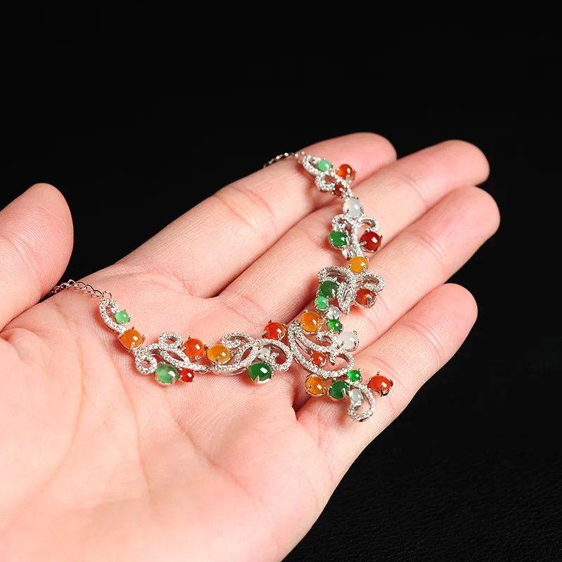 Natural Jade Necklace Jadeite Silver Necklace NE01