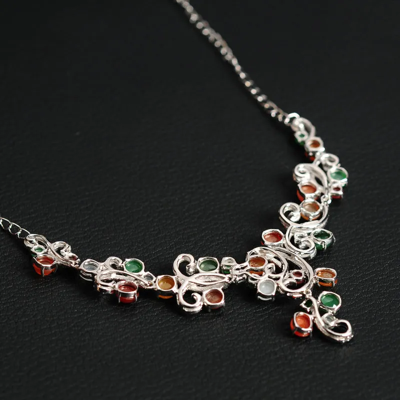 Natural Jade Necklace Jadeite Silver Necklace NE01