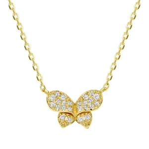 Nature Inspired Butterfly Diamond 14K Gold Pendant Necklace
