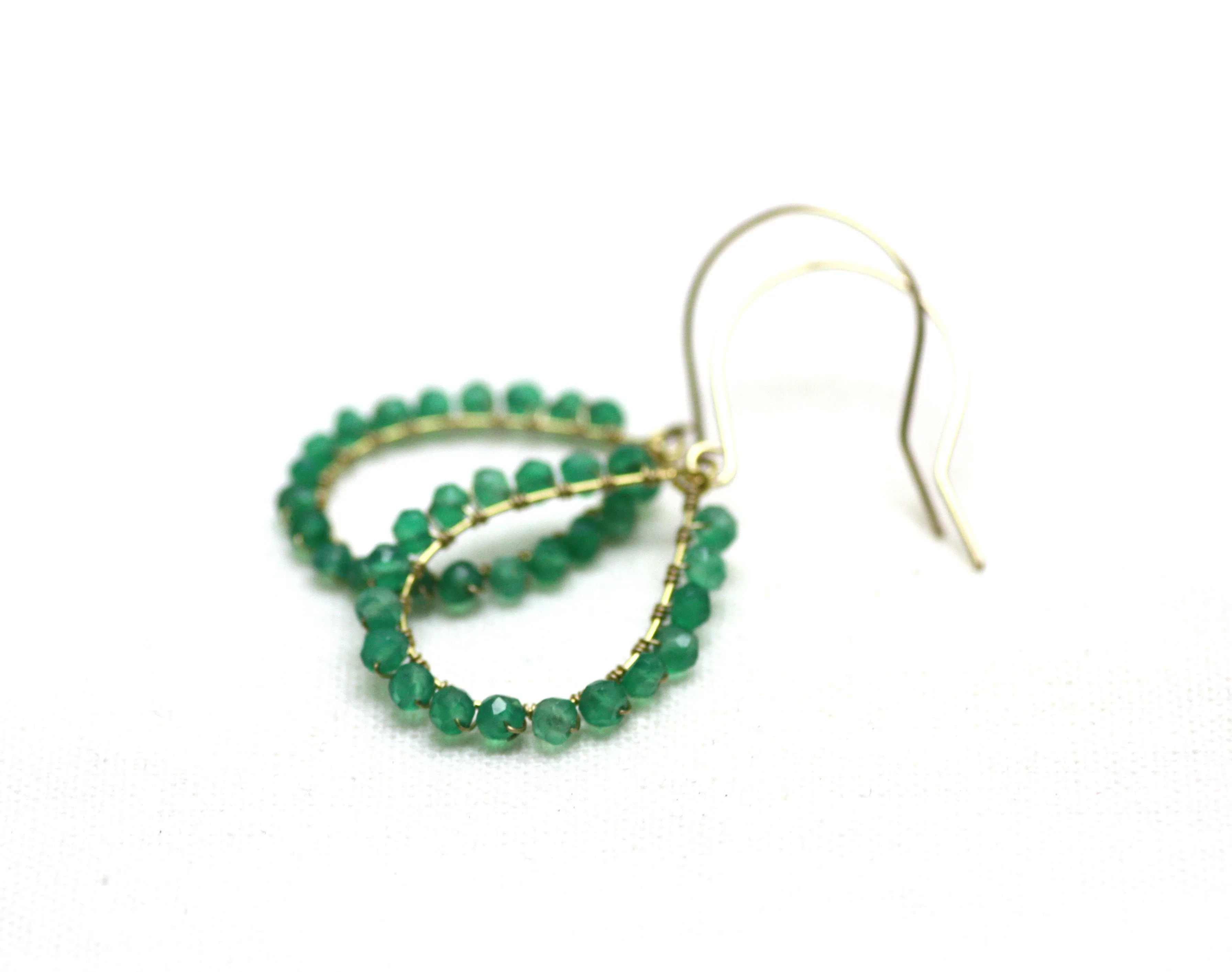 Onyx Wire Wrapped Teardrop Earrings