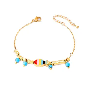 Ornament Cartoon Animal Bracelet Golden Lucky Beads Lucky Elephant Turtle Pendant Titanium Steel Bracelet Does Not Fade