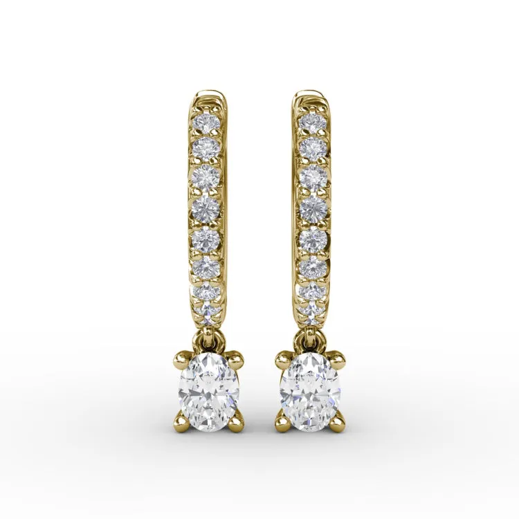 Oval Diamond Drop Earrings