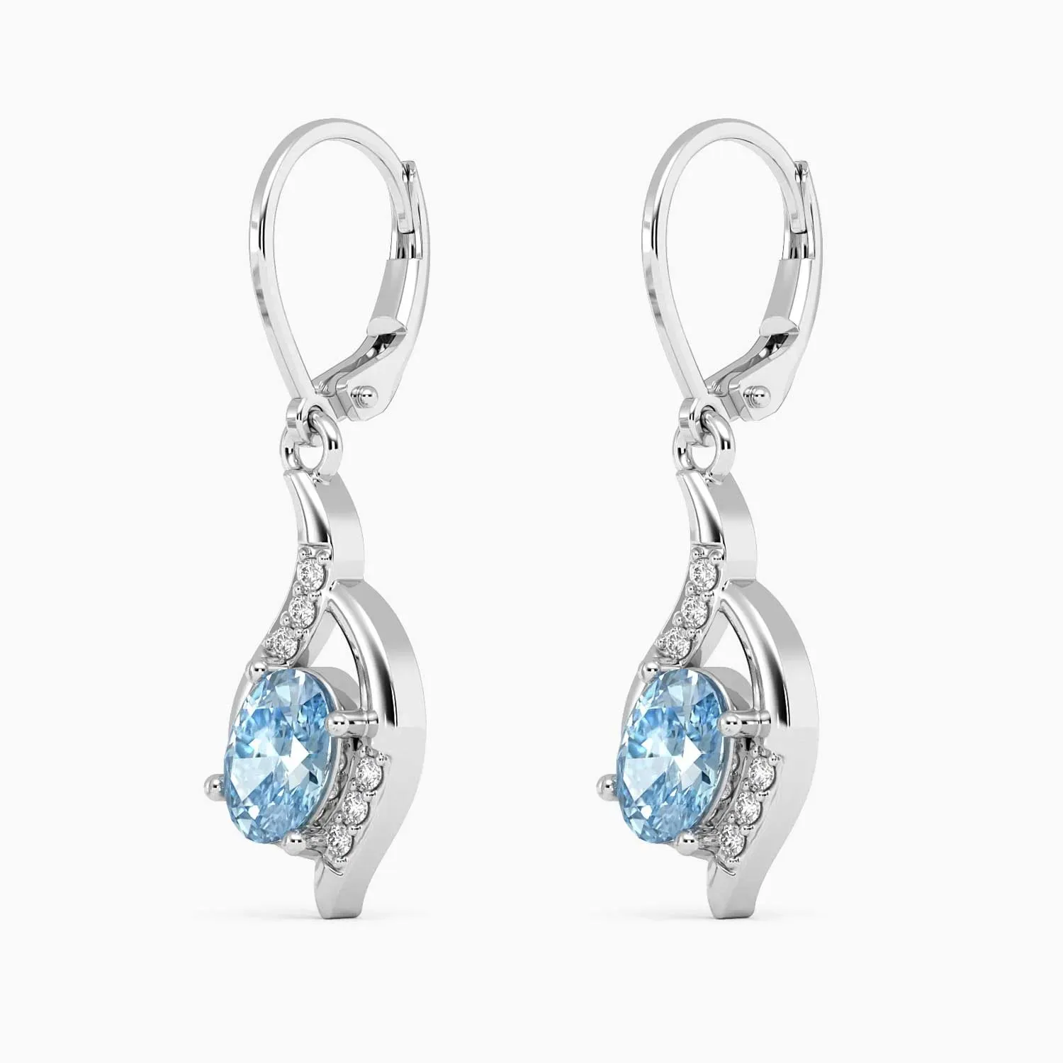 Oval Shape Topaz Dangling Leverback Earrings in 925 Sterling Silver - Irosk Australia ®