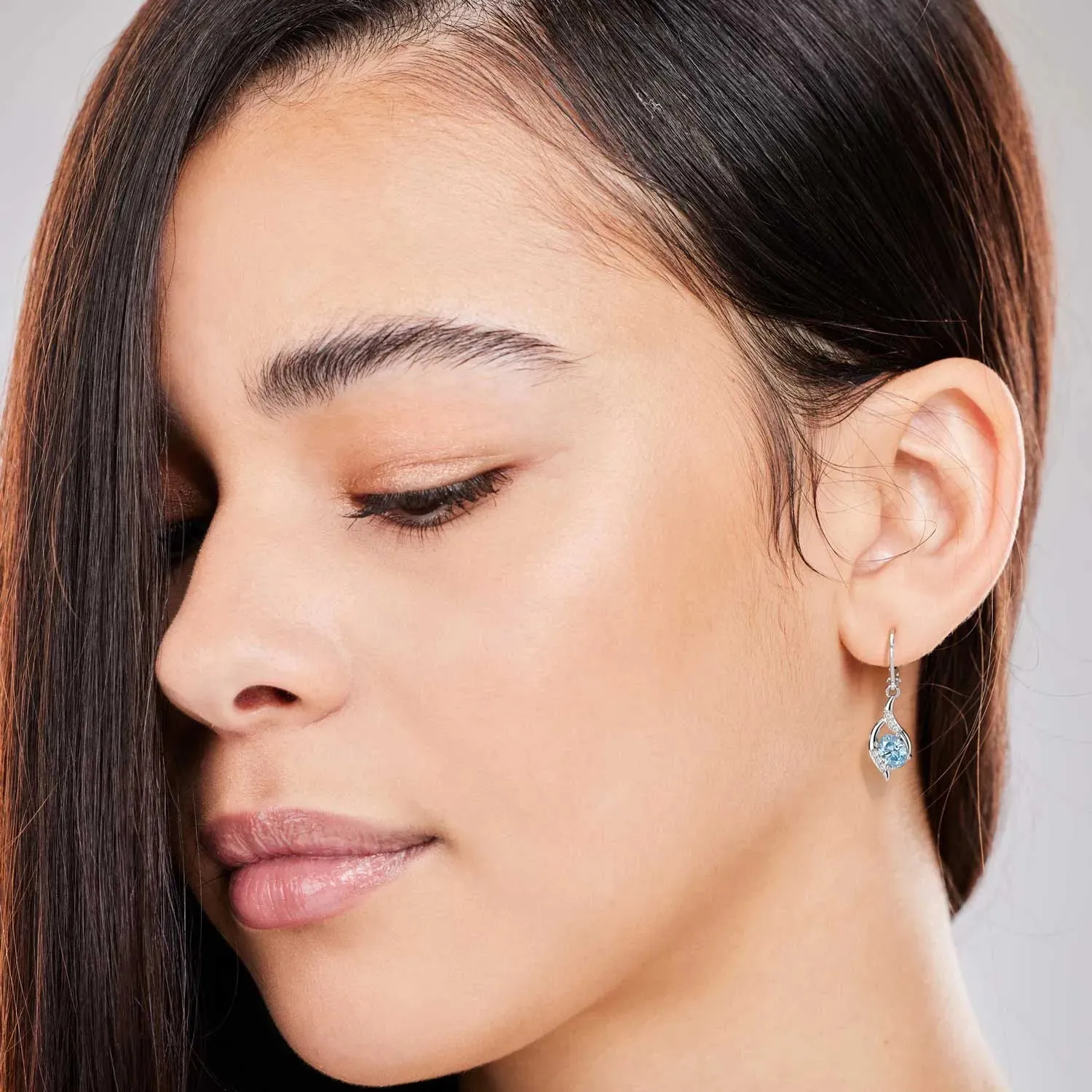 Oval Shape Topaz Dangling Leverback Earrings in 925 Sterling Silver - Irosk Australia ®