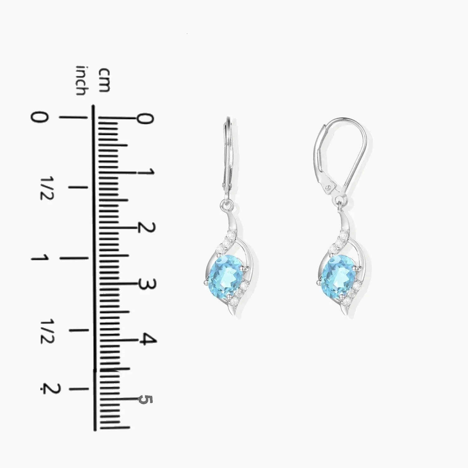Oval Shape Topaz Dangling Leverback Earrings in 925 Sterling Silver - Irosk Australia ®