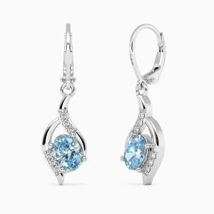Oval Shape Topaz Dangling Leverback Earrings in 925 Sterling Silver - Irosk Australia ®