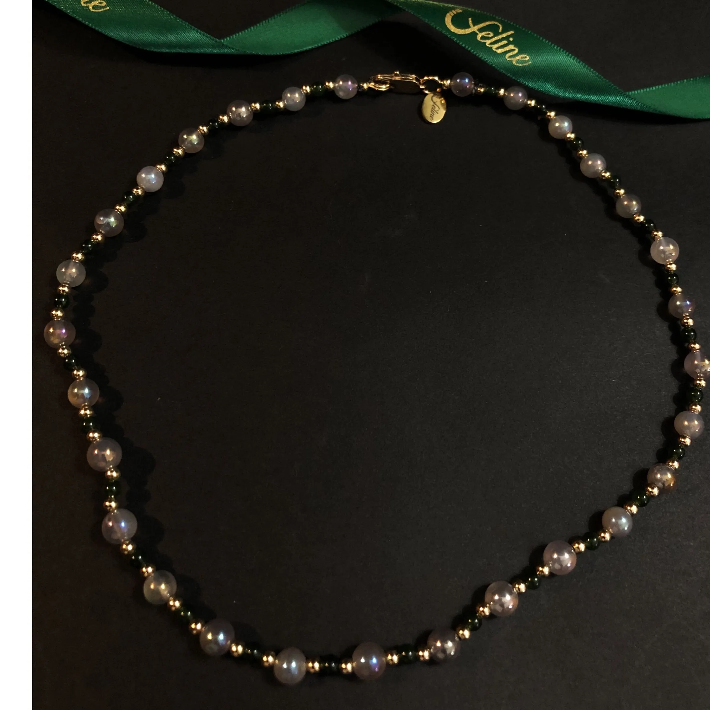 Pavlova Moon Stone   Nephrite Jade necklace
